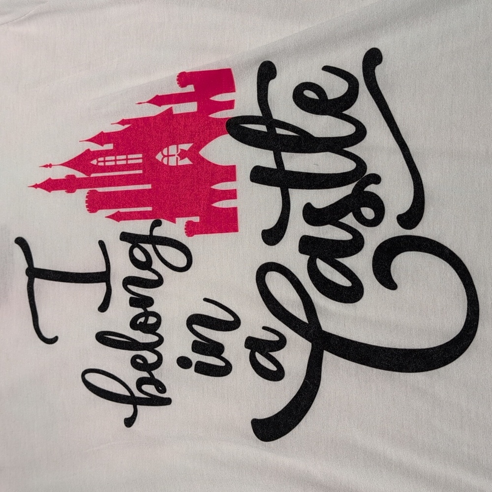 Disney women's tee "I belong in a Castle" Princess Fitted graphic Tee XL 14/16 - Picture 4 of 10